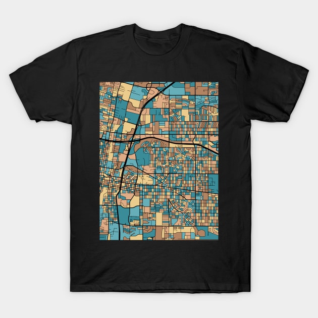 Albuquerque Map Pattern in Mid Century Pastel T-Shirt by PatternMaps